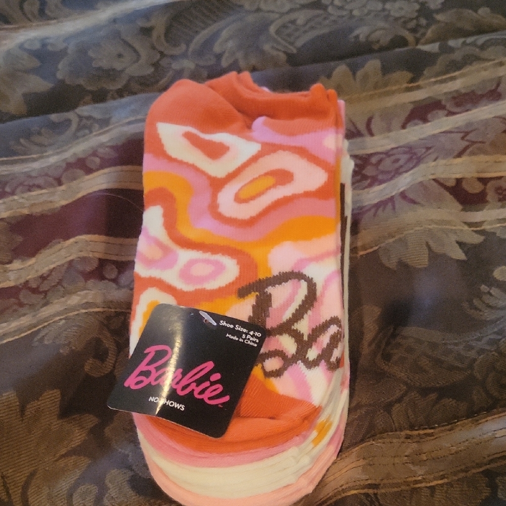 Barbie Colorful Patterned Socks 5 Pack Cool Colors For Sneakers Ankle